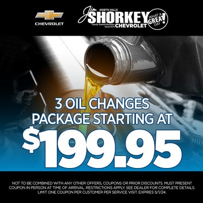 3 Oil Changes Package $199.95